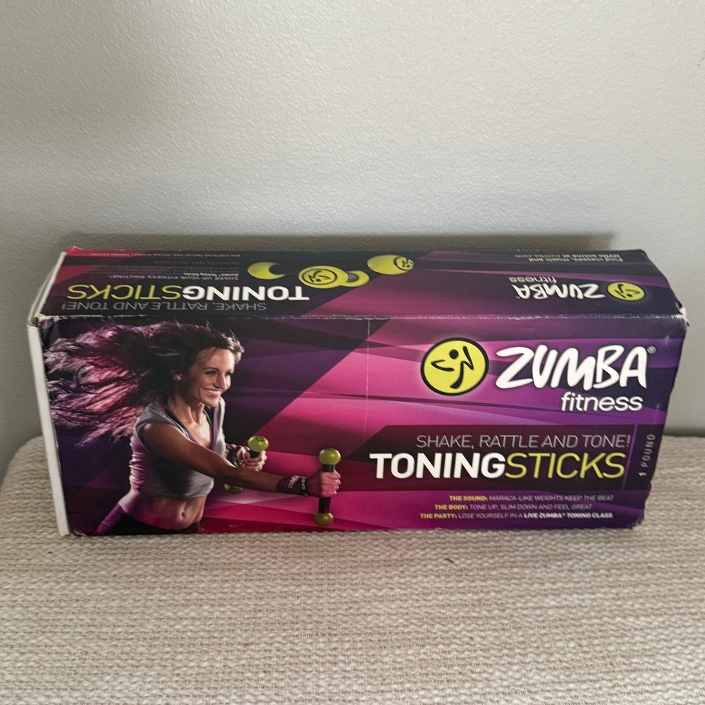 Zumba Fitness 1lb Toning Sticks Set of 2 Black Lime Green Weighted Maracas